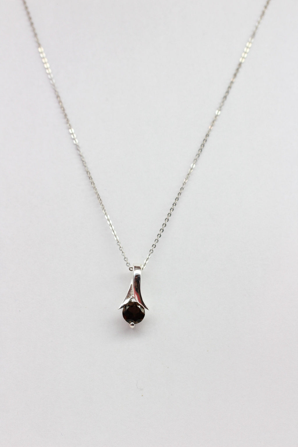 Edler 0,82 Carat Rauchquarz Anhanger 925 Silber Collier Kette Raucchtopas