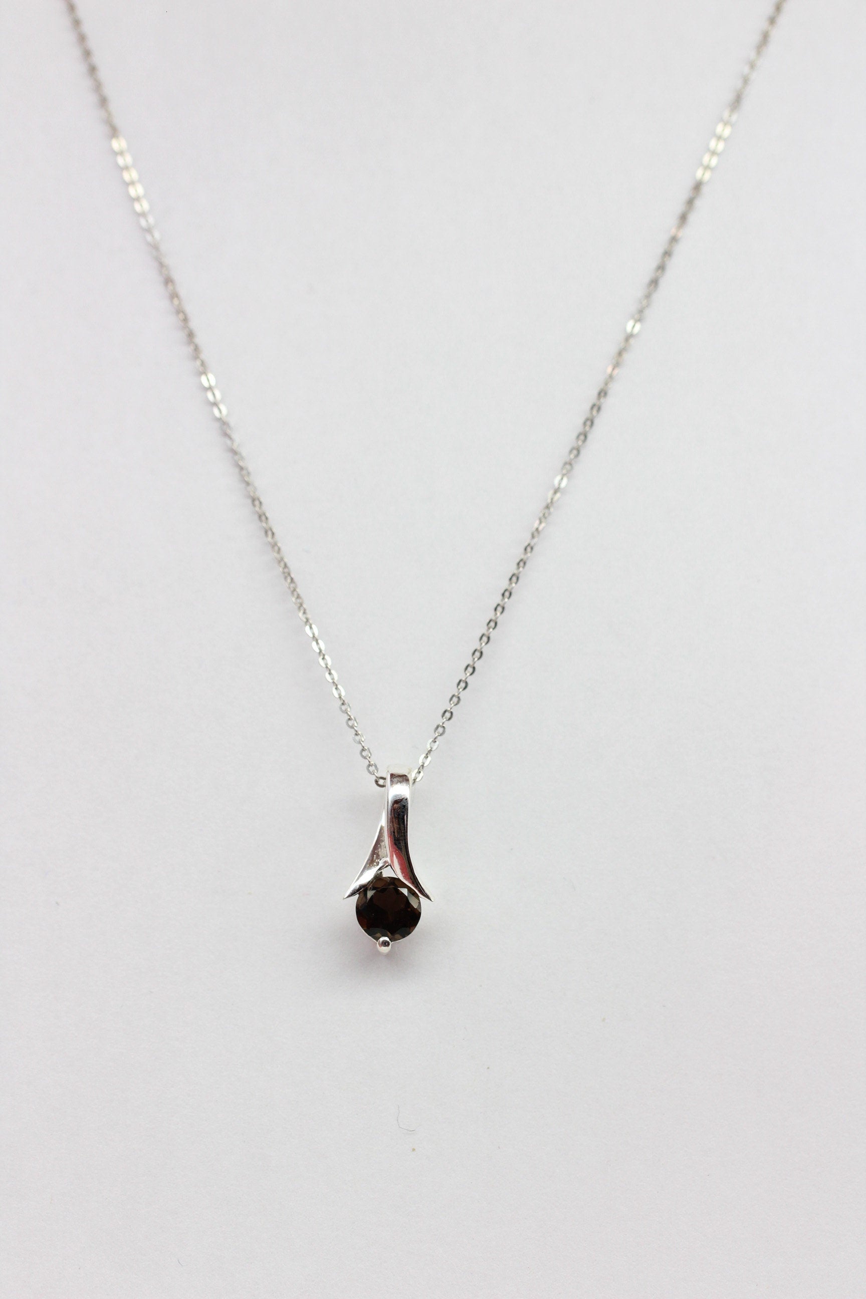 Edler 0,82 Carat Rauchquarz Anhanger 925 Silber Collier Kette Raucchtopas