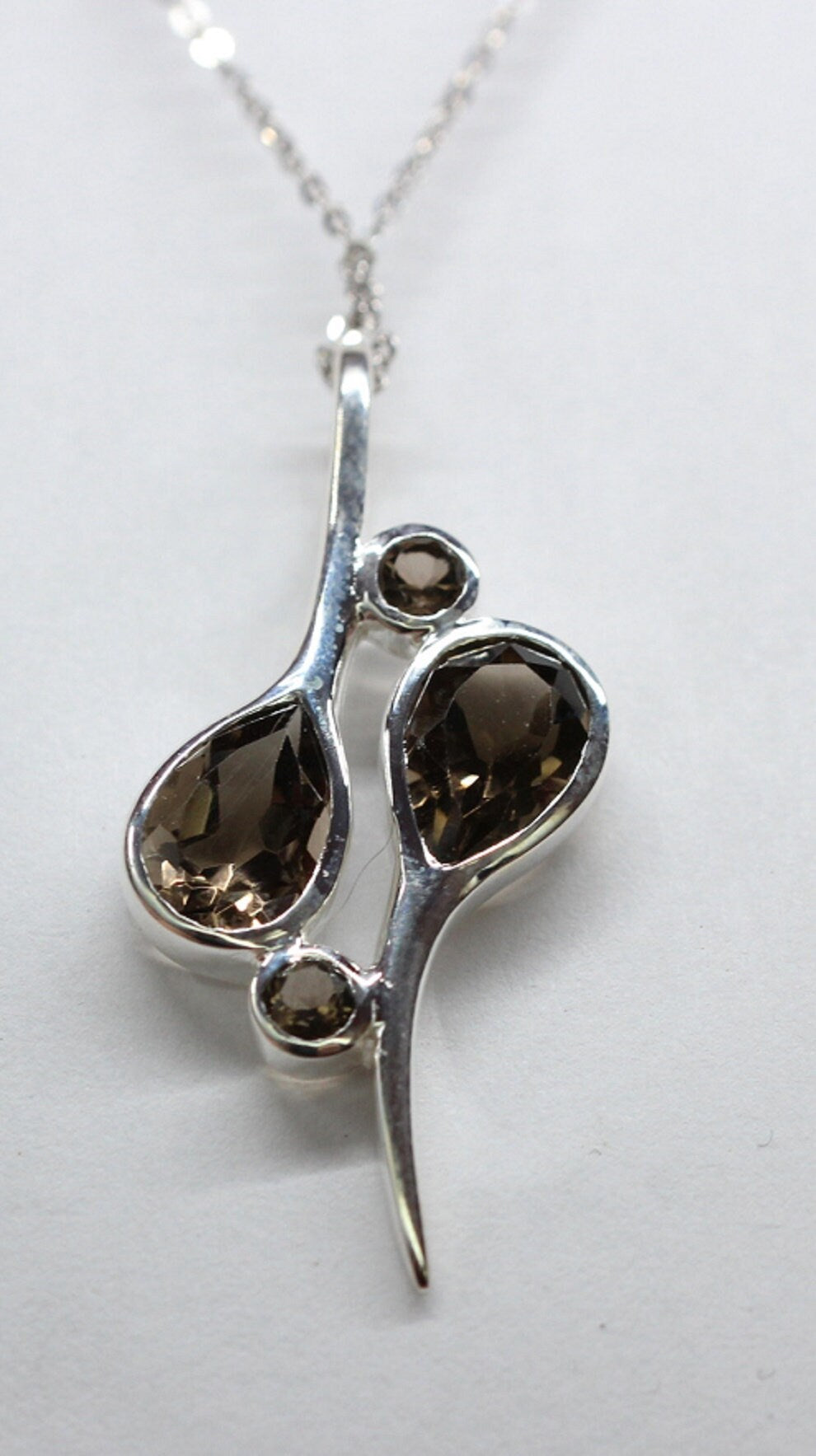 Echter Rauchquarz Silberanhänger 925, Braune Edelstein Kette, Kunstvolles Design, Statement Schmuck, Geschenk zum Jahrestag, 3,38 ct Unikat