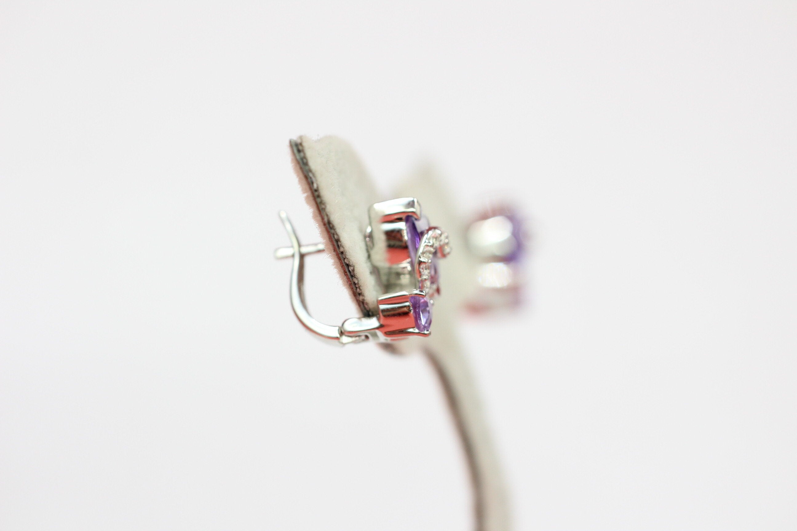 Edle 3,0 Carat Amethyst weisstopas Ohrshanger 925 Silber Ohrschmuck violletter Edelstein