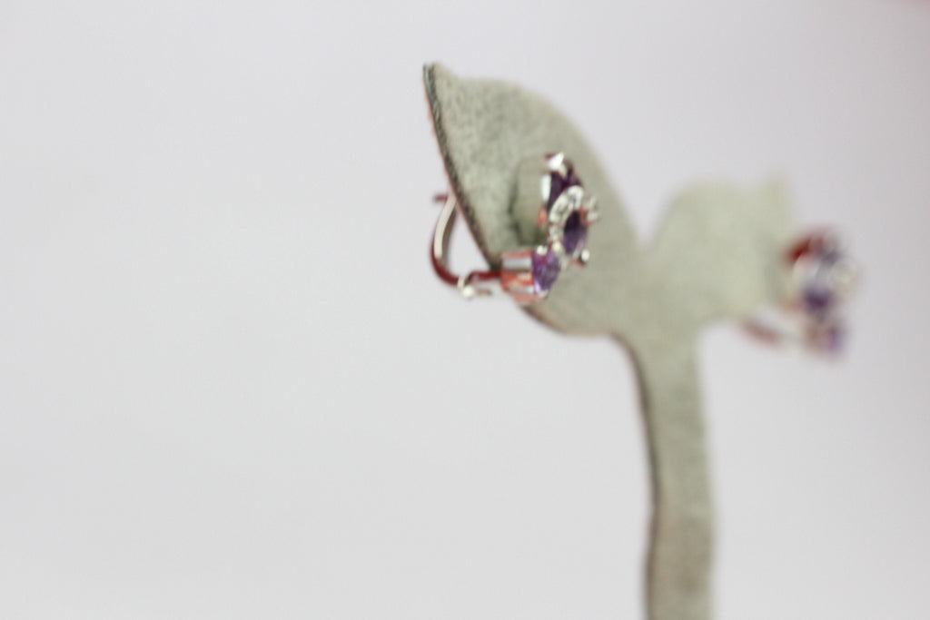 Edle 3,0 Carat Amethyst weisstopas Ohrshanger 925 Silber Ohrschmuck violletter Edelstein