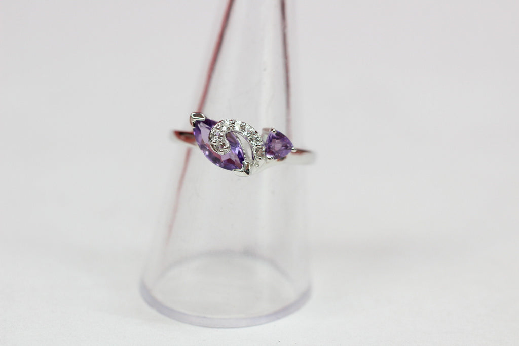 Edler ca 2,0 Carat Amethyst weisstopas Ring 925 Silber Amethyst Gr.. 8 / 18 / 57