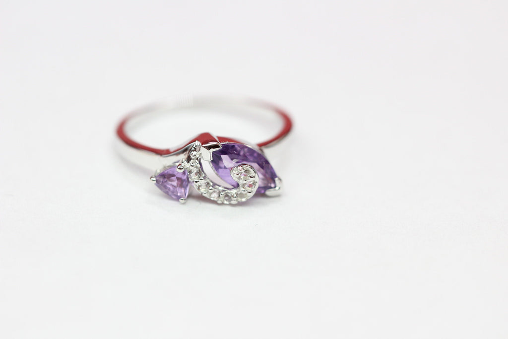 Edler ca 2,0 Carat Amethyst weisstopas Ring 925 Silber Amethyst Gr.. 8 / 18 / 57