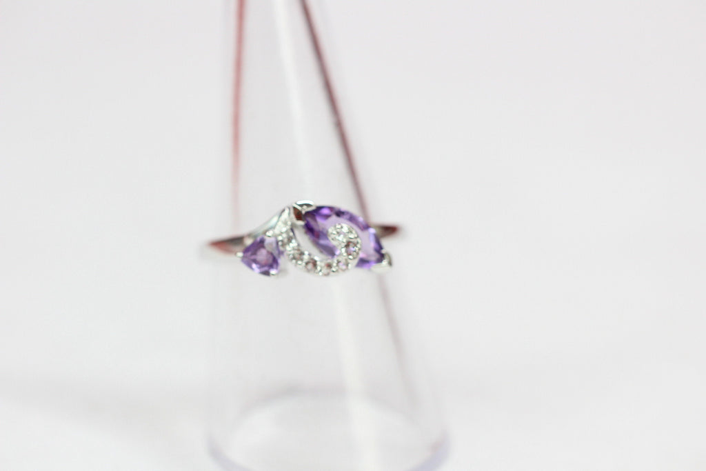 Edler ca 2,0 Carat Amethyst weisstopas Ring 925 Silber Amethyst Gr.. 8 / 18 / 57