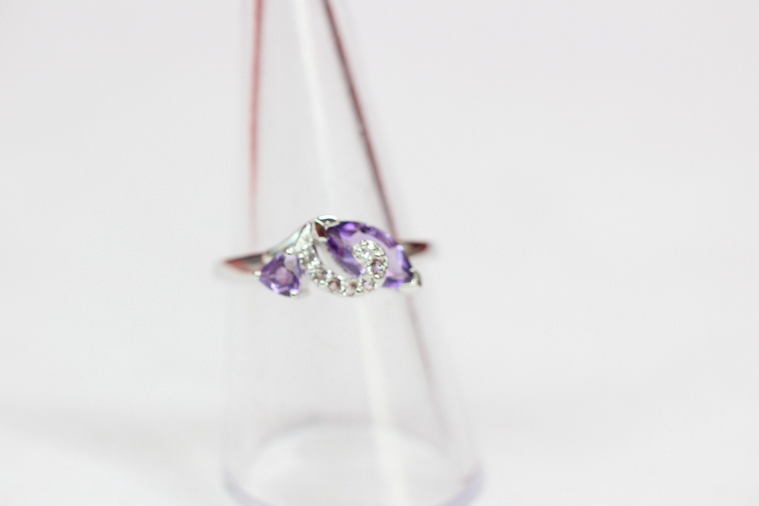 Edler ca 2,0 Carat Amethyst weisstopas Ring 925 Silber Amethyst Gr.. 8 / 18 / 57