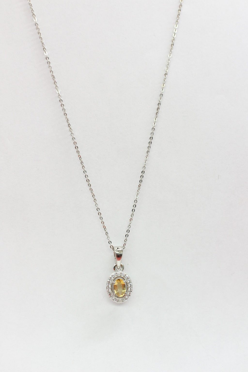 Citrin Anhänger Silber 925 mit Akzentstein  Edler 0,55 ct Edelstein Gelb, Handgefertigter Schmuck, Geschenk für Frauen