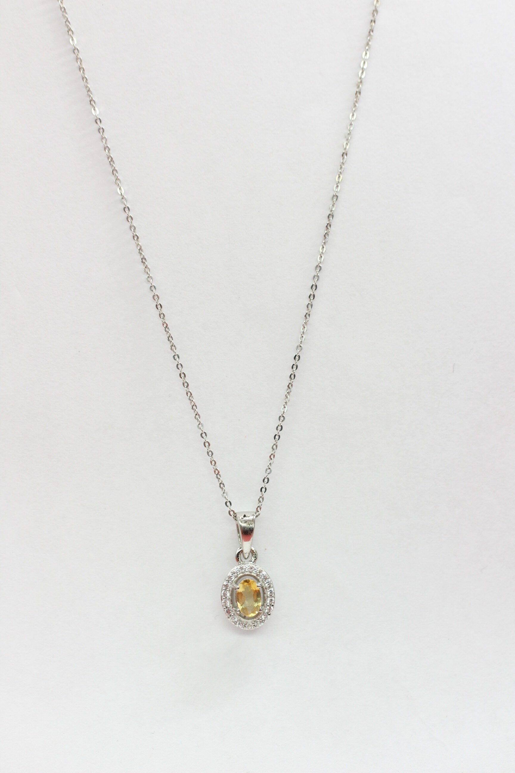 Citrin Anhänger Silber 925 mit Akzentstein  Edler 0,55 ct Edelstein Gelb, Handgefertigter Schmuck, Geschenk für Frauen