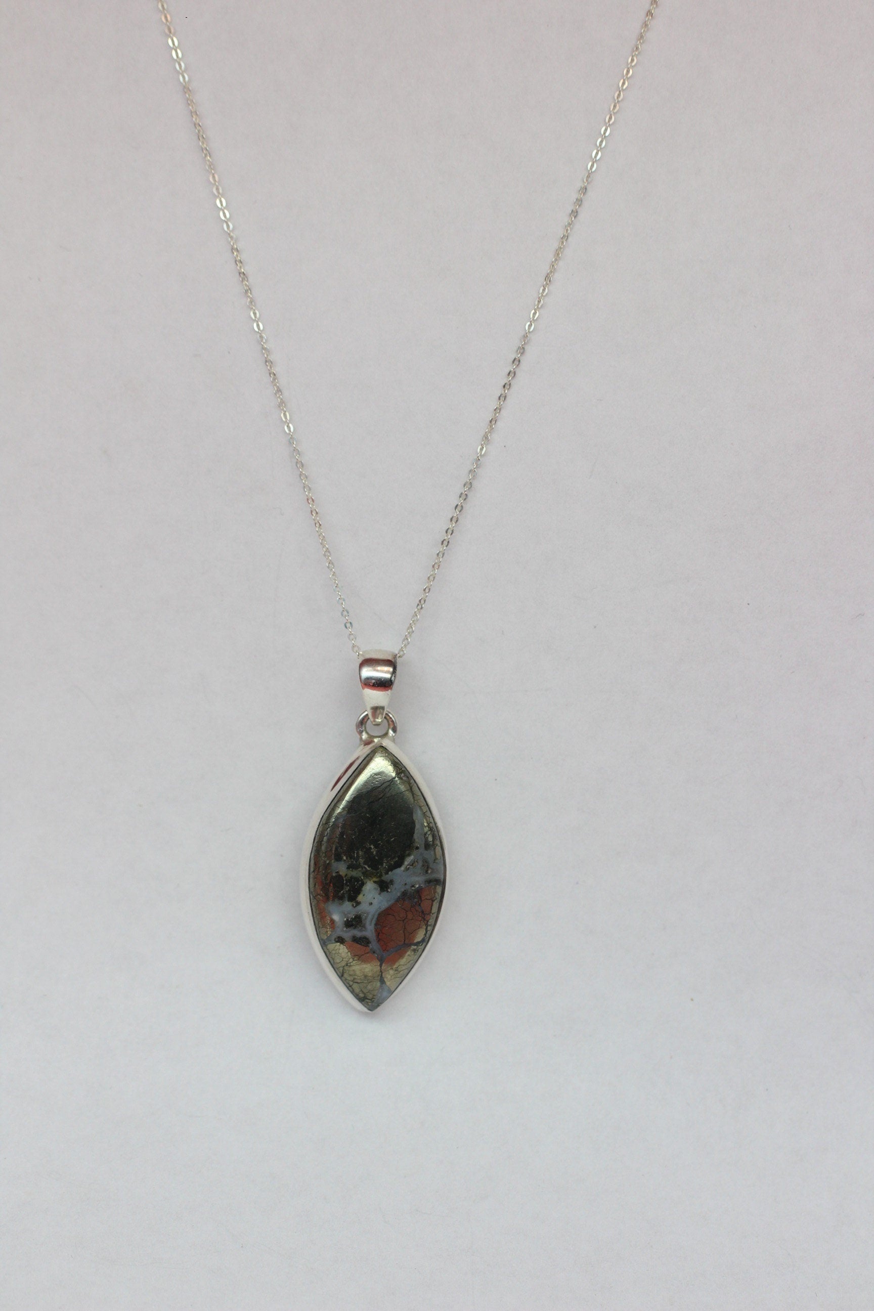 Achat mit Pyrite Anhanger 925 Silber Collierr Kette wundervolles Mineral   Unitkat