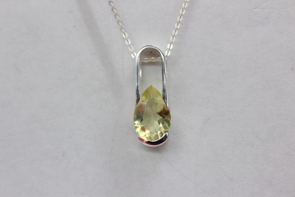 Edler 2,9 Carat Limonentopas Anhanger 925 Silber Collier Kette  Lemonquarz topas
