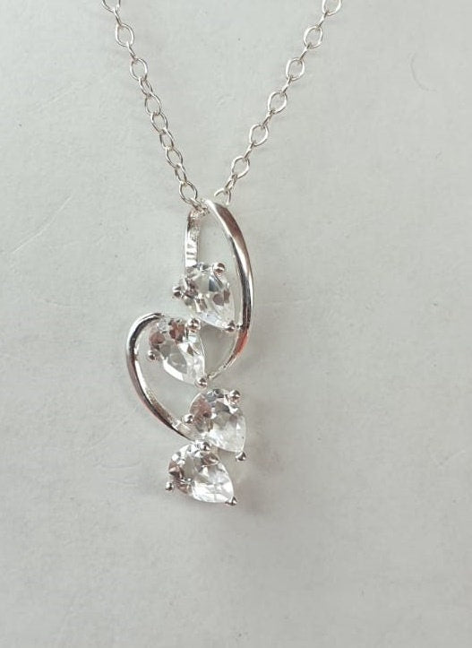 Edler 1,7 Carat edler weisstopas Anhanger 925 Silber weisser Topas Colier Kette