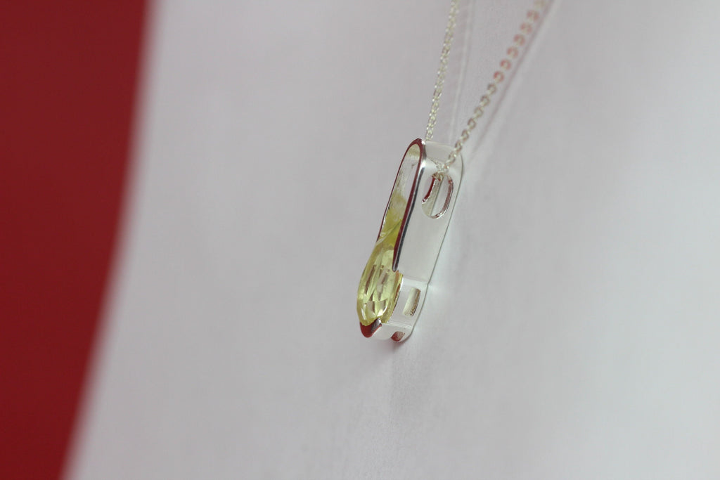 Edler 2,9 Carat Limonentopas Anhanger 925 Silber Collier Kette  Lemonquarz topas