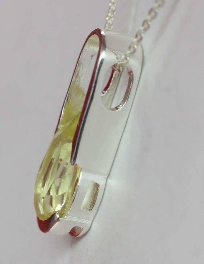 Edler 2,9 Carat Limonentopas Anhanger 925 Silber Collier Kette  Lemonquarz topas