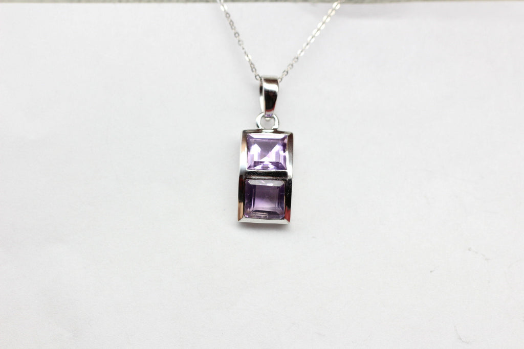 Echter Amethyst Anhänger 925 Silber - 2,9 Karat Violetter Edelstein - Geburtsstein Februar - Geschenk für Sie - Handgefertigter Schmuck"