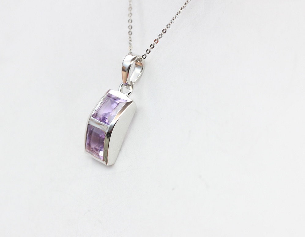 Echter Amethyst Anhänger 925 Silber - 2,9 Karat Violetter Edelstein - Geburtsstein Februar - Geschenk für Sie - Handgefertigter Schmuck"