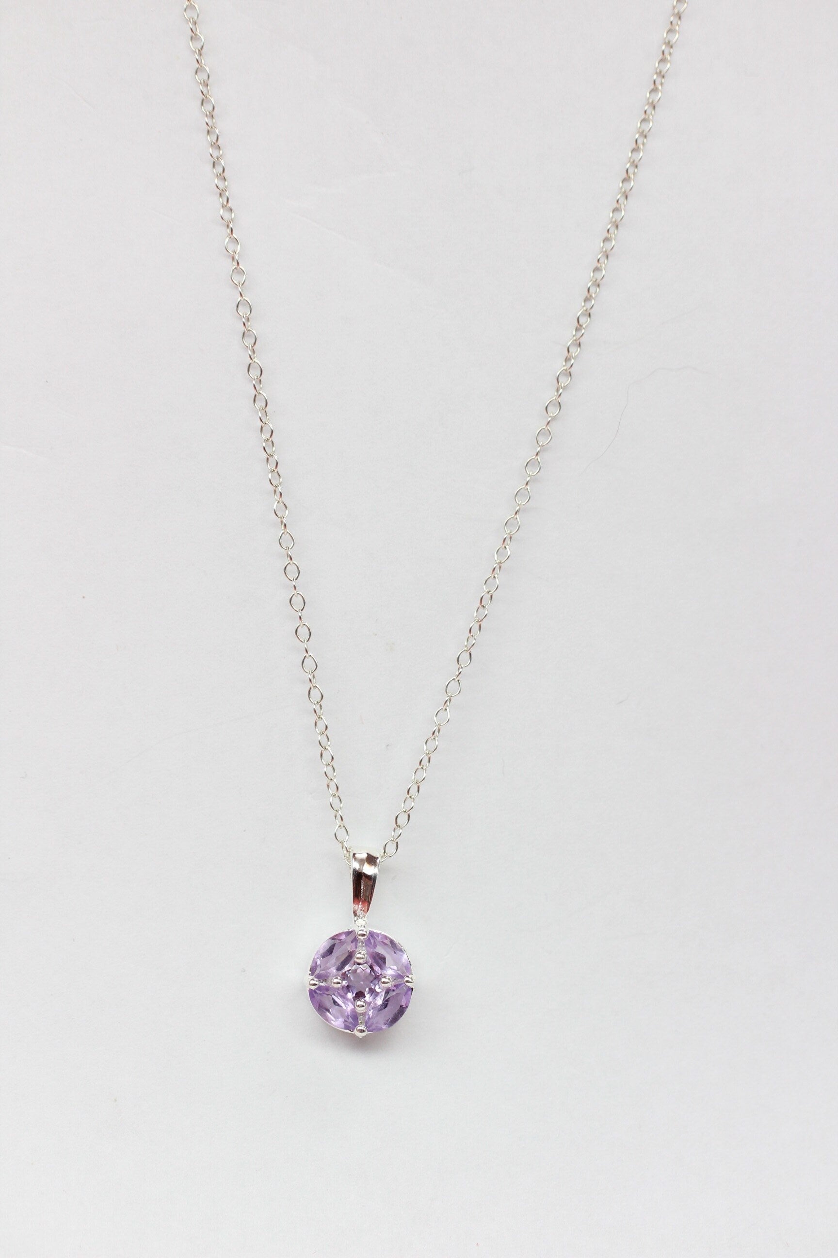 Edler 0,75 Carat Amethyst Anhanger 925 Silber Collier Kette Top Anhanger Edel