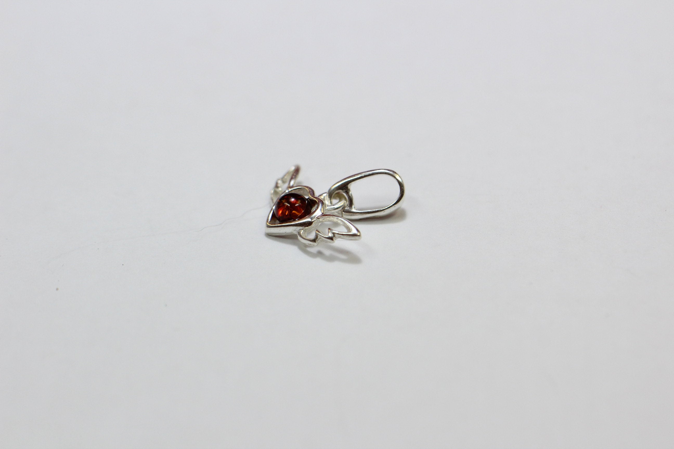 Bernstein Herzt mit Flageln 925 Silber Collier Kette Bernstein aus Letland
