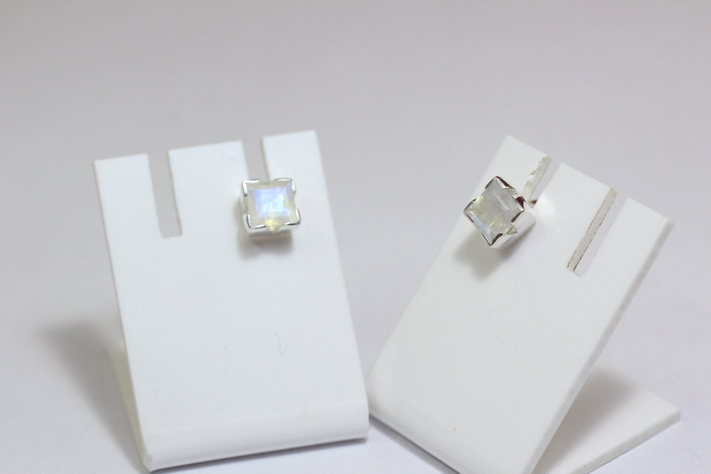 Edler 1,6 Carat Mondlichttopas Ohrstecker 925 Silber Ohrring Ohrschmuck Mondstein