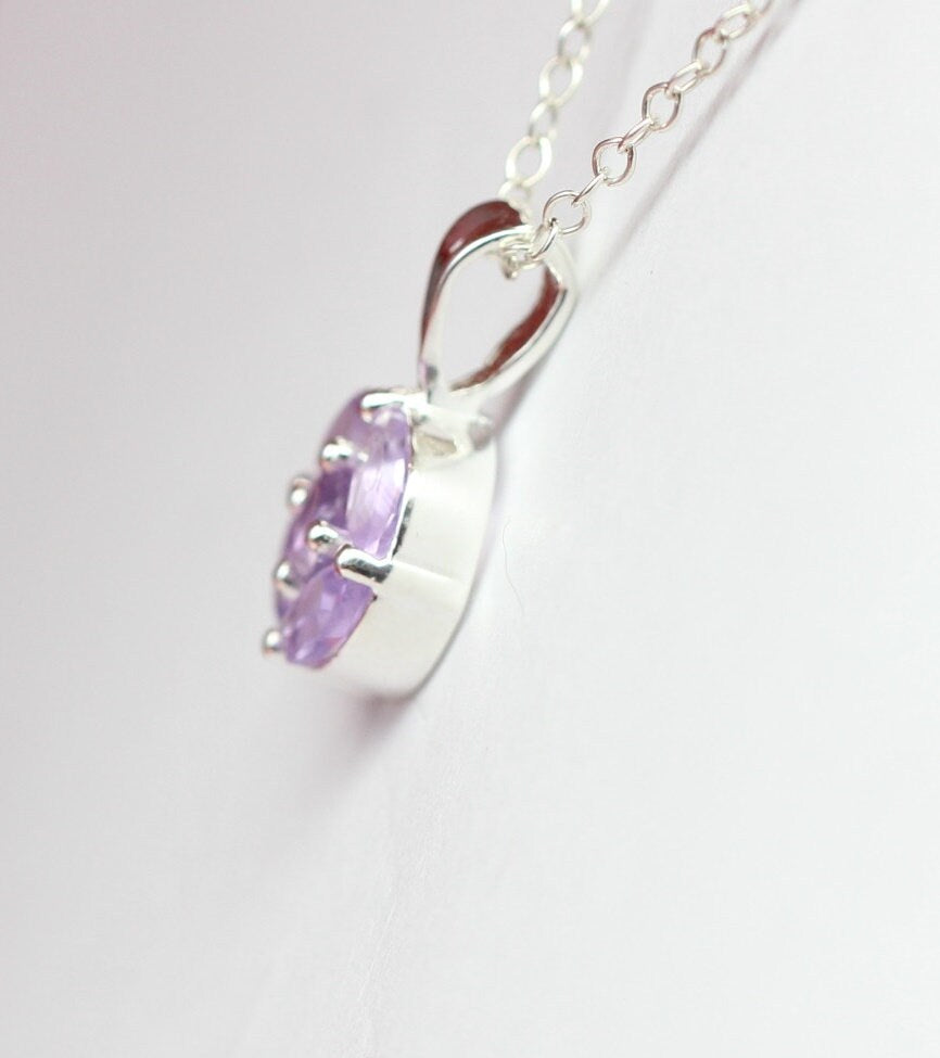 Edler 0,75 Carat Amethyst Anhanger 925 Silber Collier Kette Top Anhanger Edel