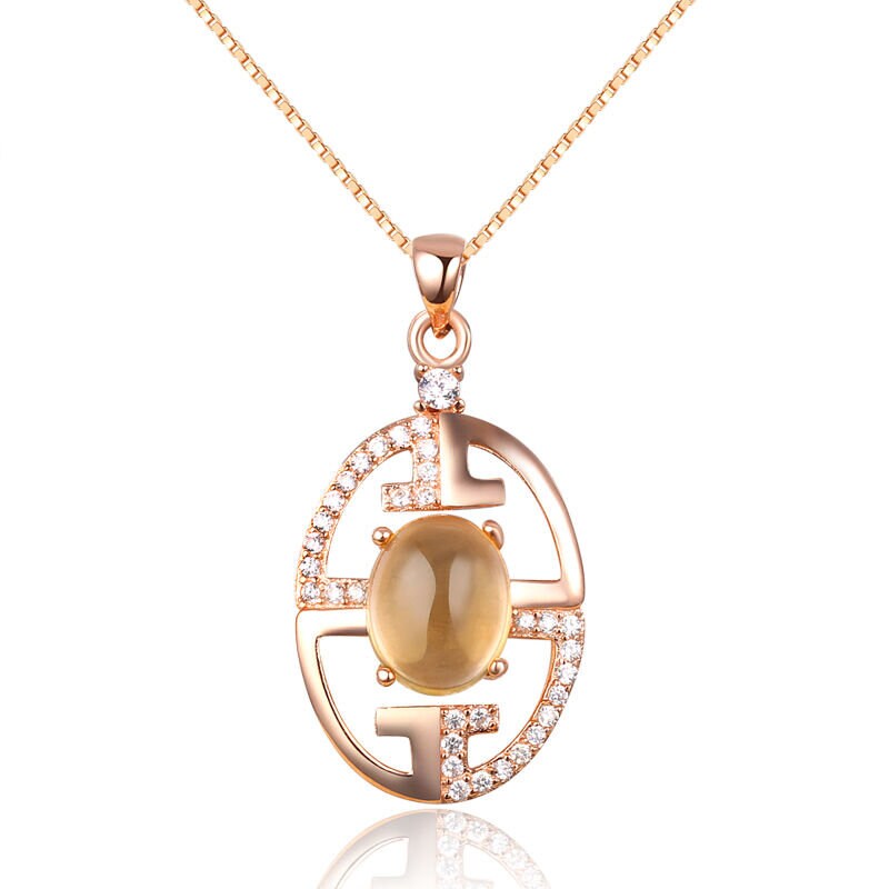 Edler 1,34 Carat Citrin Anhanger 925 Silber  rosee vergoldet Zirkonia