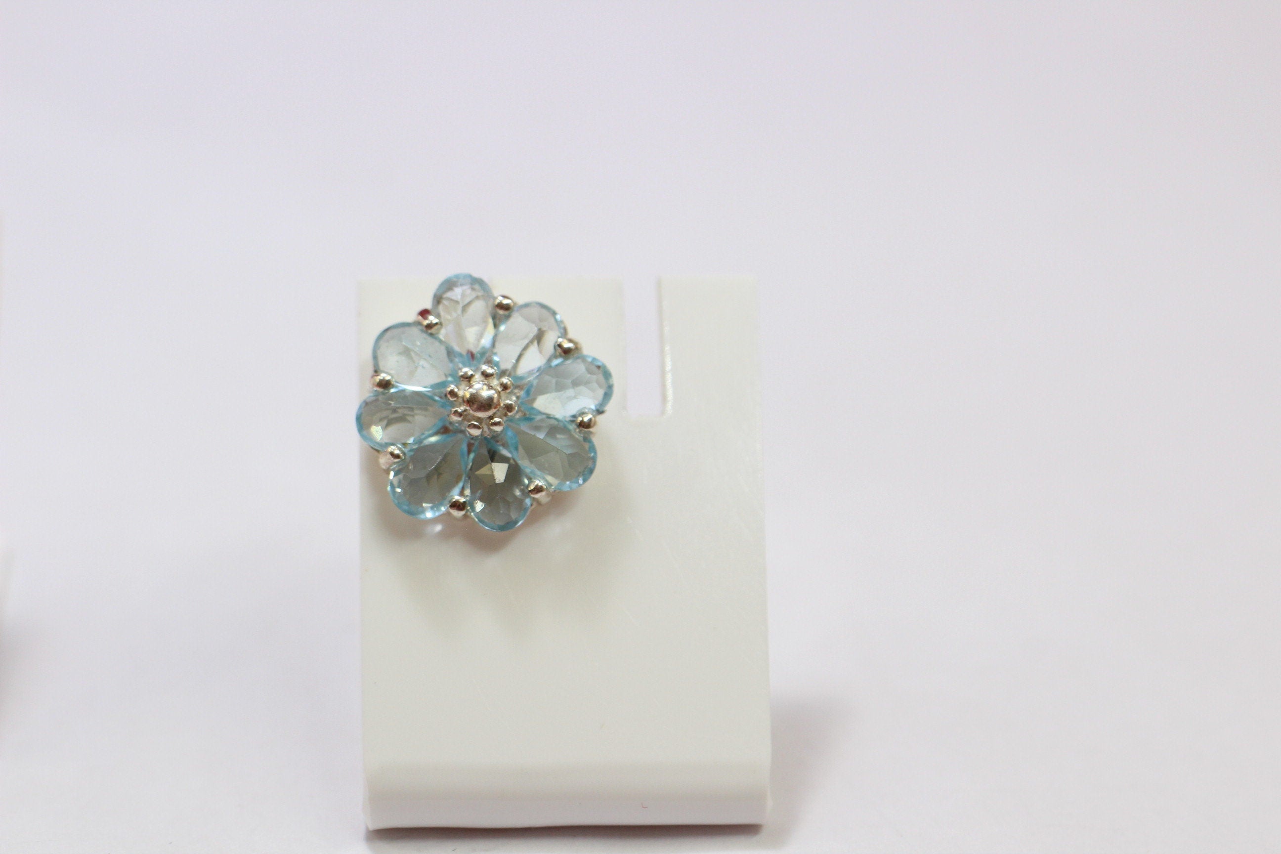 Edler 2,9 Carat Blautopas Ohrstecker Blumenohrstecker 925 Silber Edelsteinschmuck