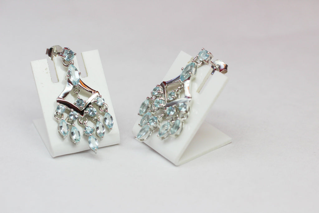 Edle 6,95 Carat Blautopas Ohrstecker 925 Silber sky blue Topas Ohrhanger