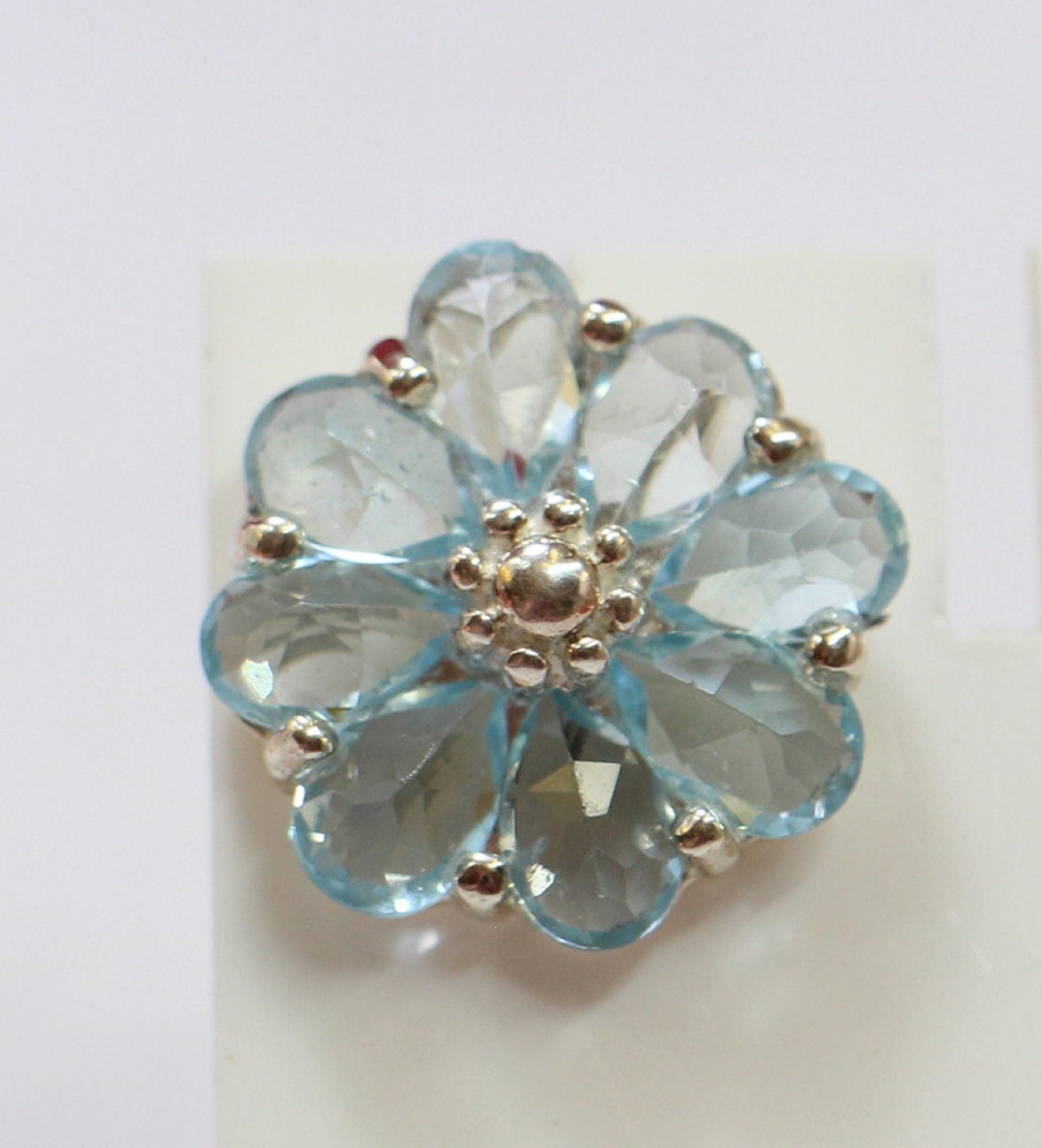 Edler 2,9 Carat Blautopas Ohrstecker Blumenohrstecker 925 Silber Edelsteinschmuck
