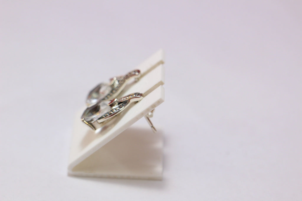 Edle 2,8 Carat Bergkristall Ohrstecker, Ohrring, 925 Silber Top Edelstein