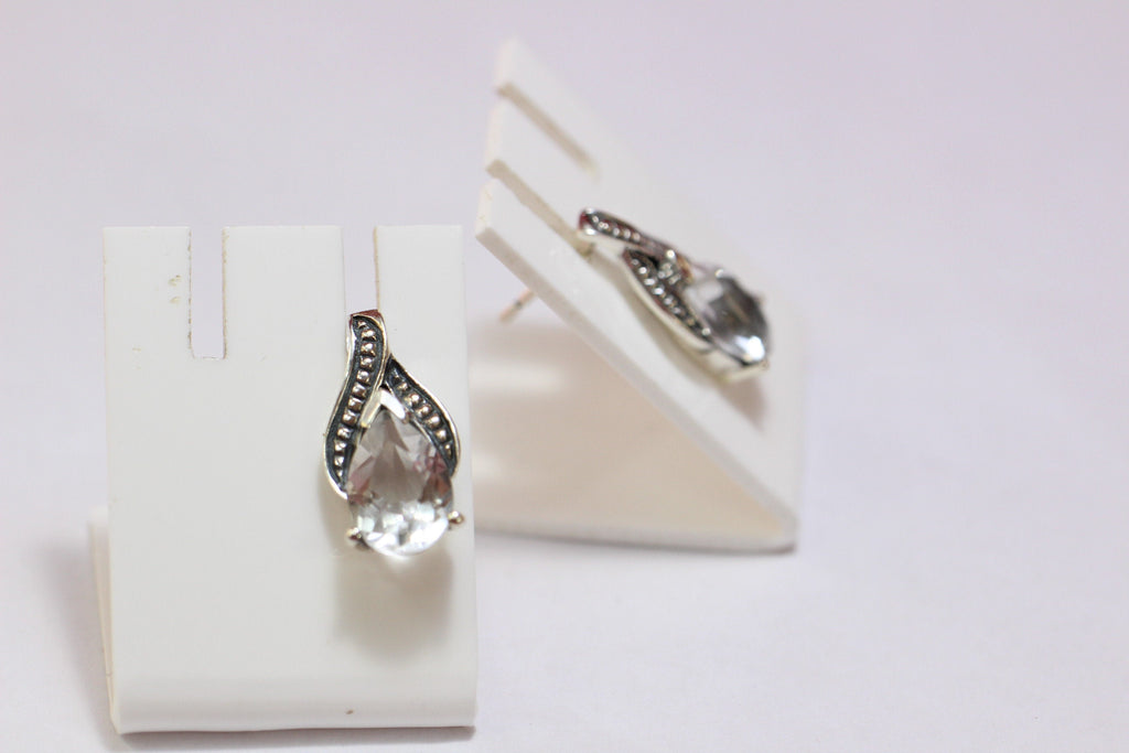 Edle 2,8 Carat Bergkristall Ohrstecker, Ohrring, 925 Silber Top Edelstein