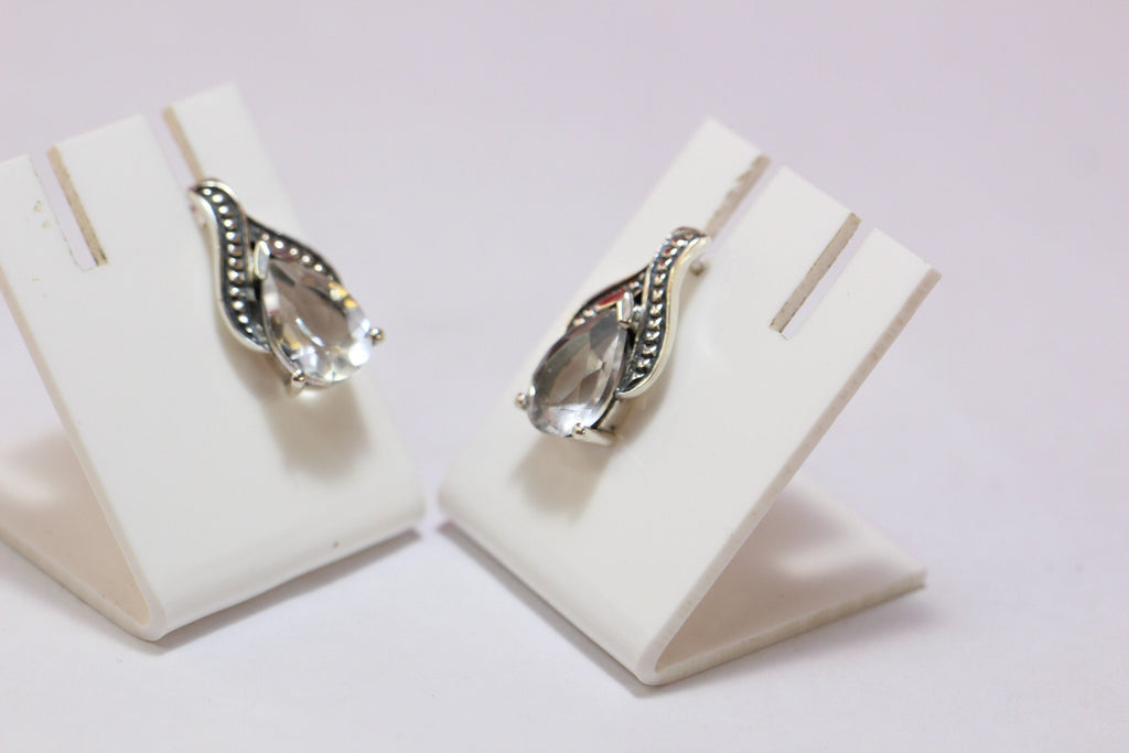 Edle 2,8 Carat Bergkristall Ohrstecker, Ohrring, 925 Silber Top Edelstein