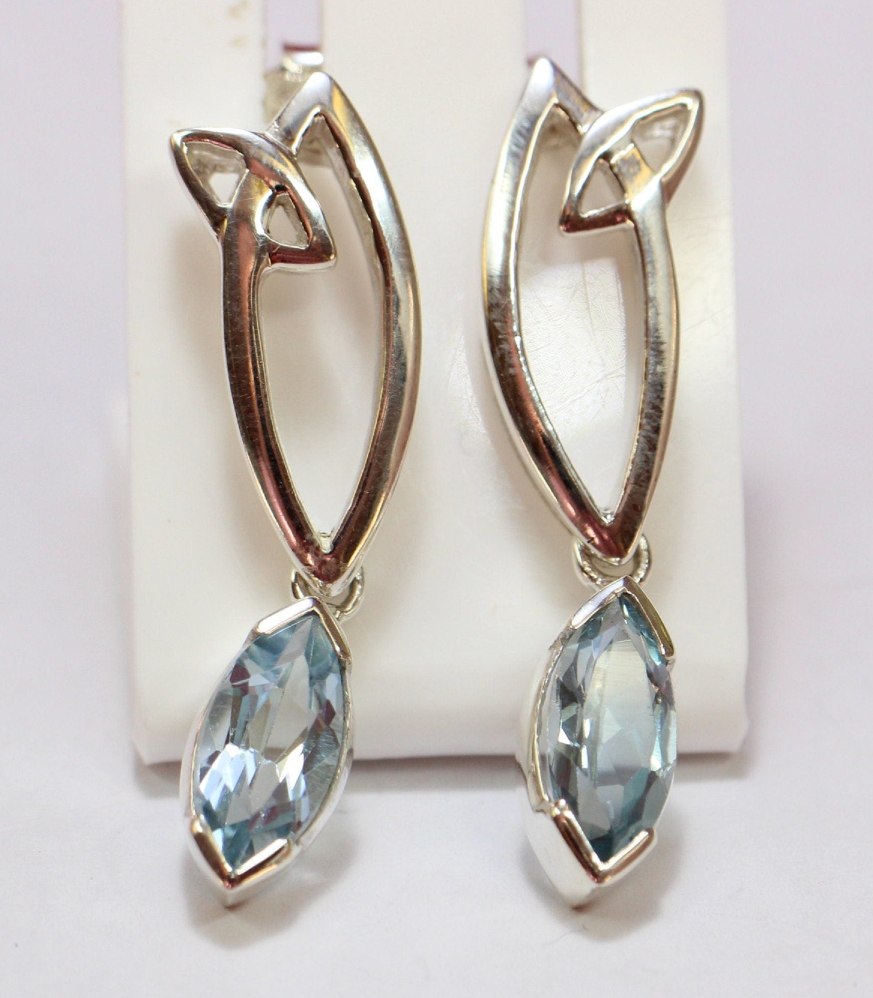 Edle 3,1 Carat Blautopas Ohrstecker 925 Silber sky blue Topas Ohrhanger Top