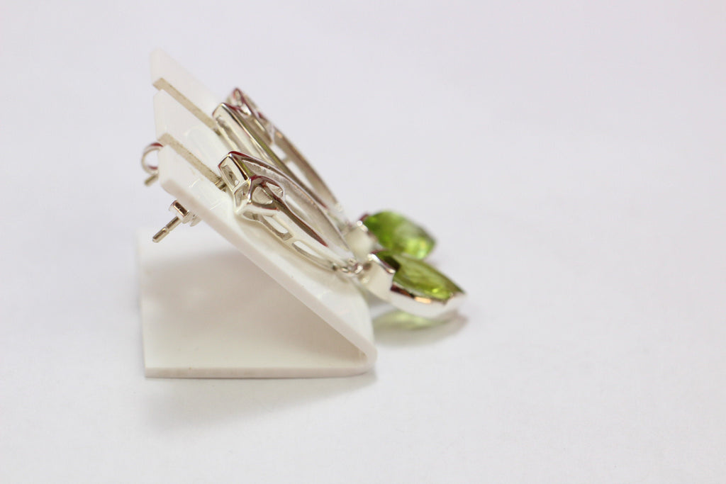Edle 2,9 Carat Peridot Ohrstecker 925 Silber Ohrstecker Olivin Schmuck Top