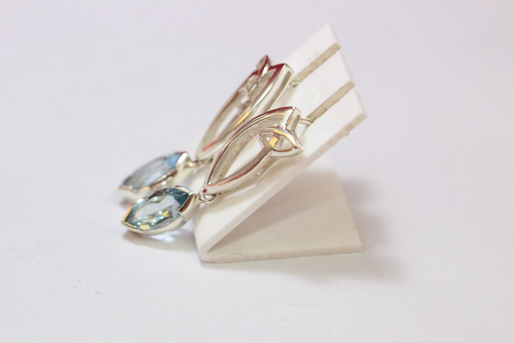 Edle 3,1 Carat Blautopas Ohrstecker 925 Silber sky blue Topas Ohrhanger Top