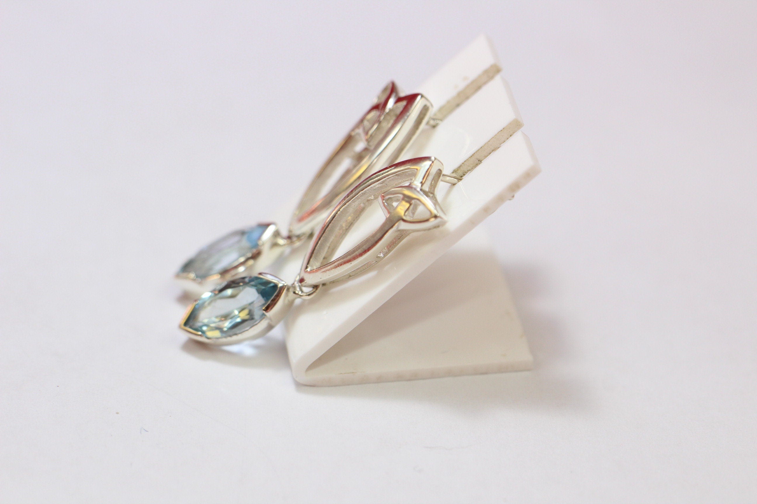 Edle 3,1 Carat Blautopas Ohrstecker 925 Silber sky blue Topas Ohrhanger Top