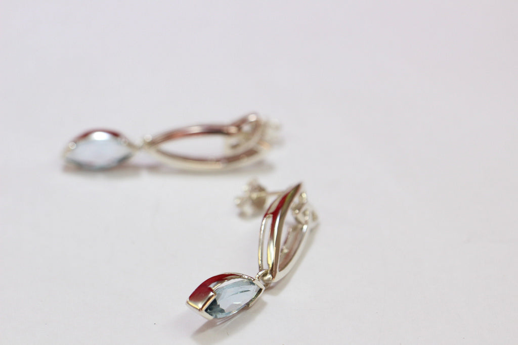 Edle 3,1 Carat Blautopas Ohrstecker 925 Silber sky blue Topas Ohrhanger Top