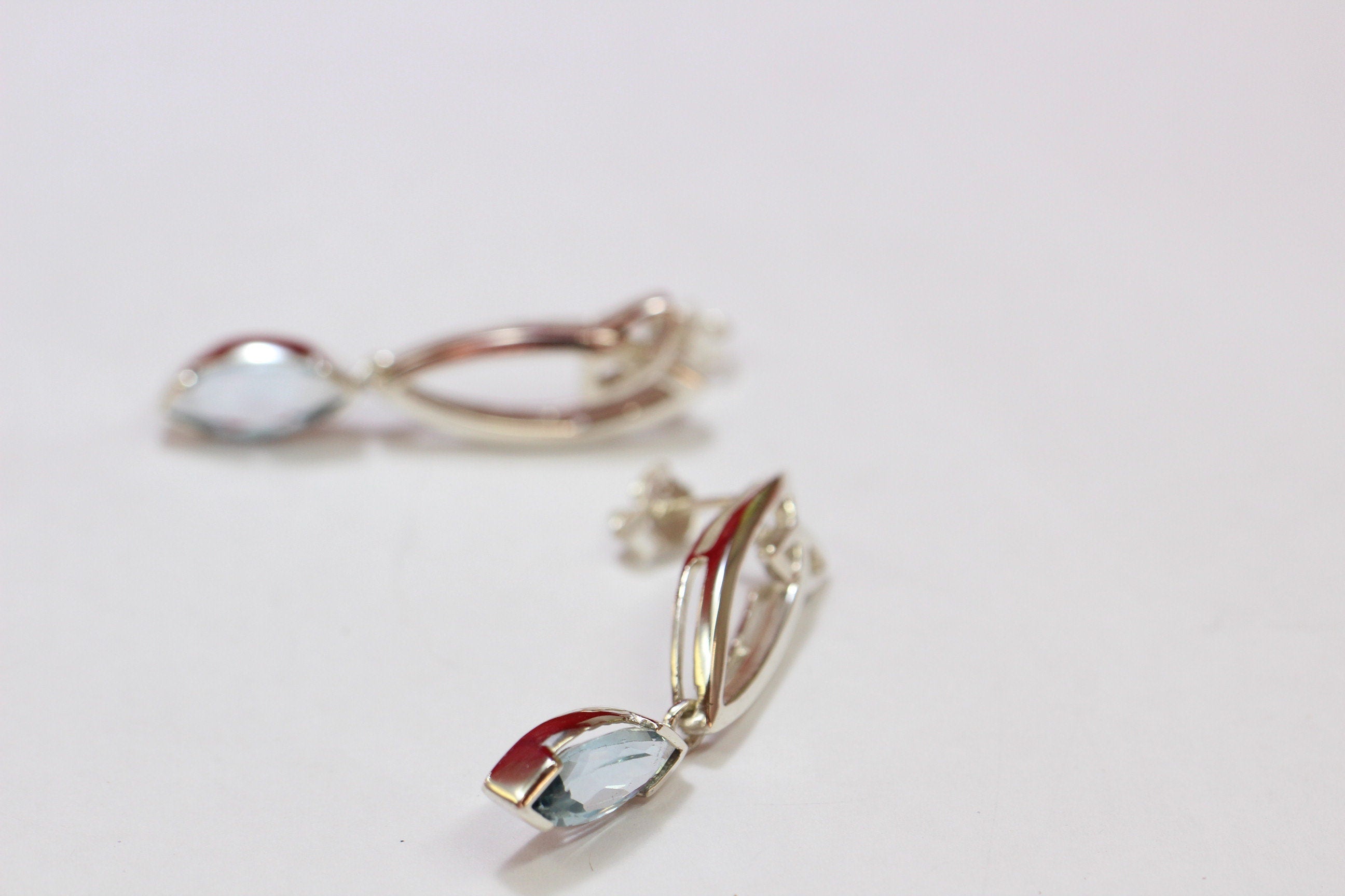 Edle 3,1 Carat Blautopas Ohrstecker 925 Silber sky blue Topas Ohrhanger Top