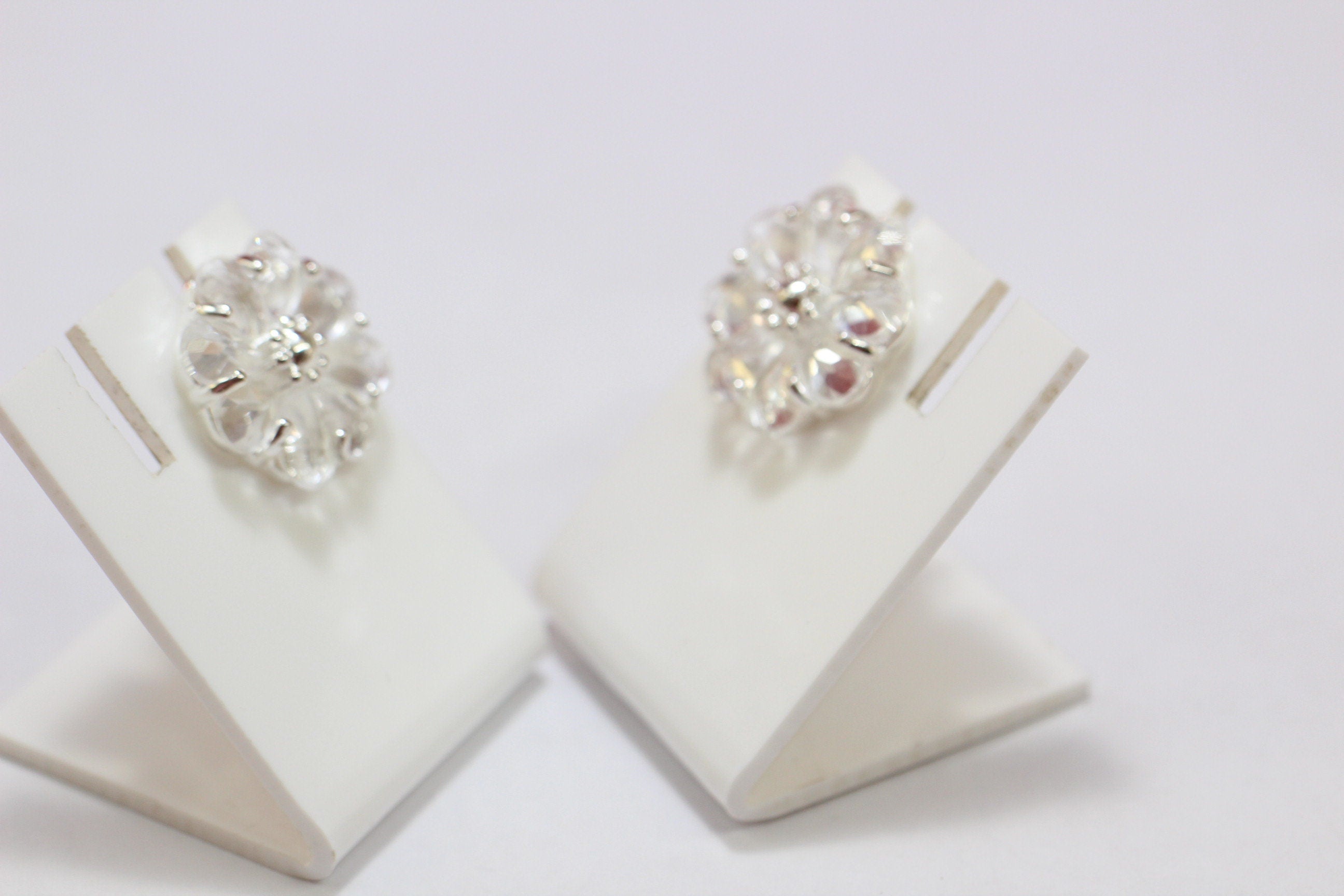 Edle 2,9 Carat Bergkristall Blumenohrstecker 925 Silber Kristallohrring Top