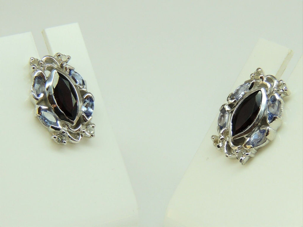 Edle 2,62 Carat Tansanit Granat Ohrstecker 925 Silber Ohrring Ohrschmuck