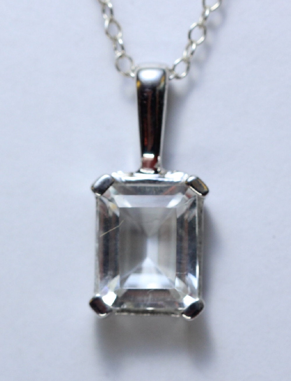 Edler 3,39 Carat weisstopas Anhanger 925 Silber Collier Kette Edelsteinanhanger