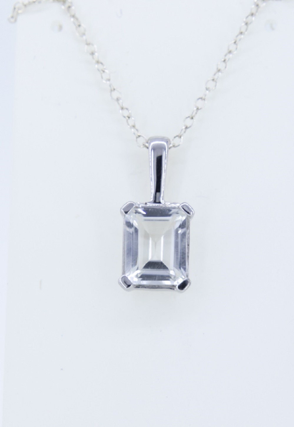 Edler 3,39 Carat weisstopas Anhanger 925 Silber Collier Kette Edelsteinanhanger