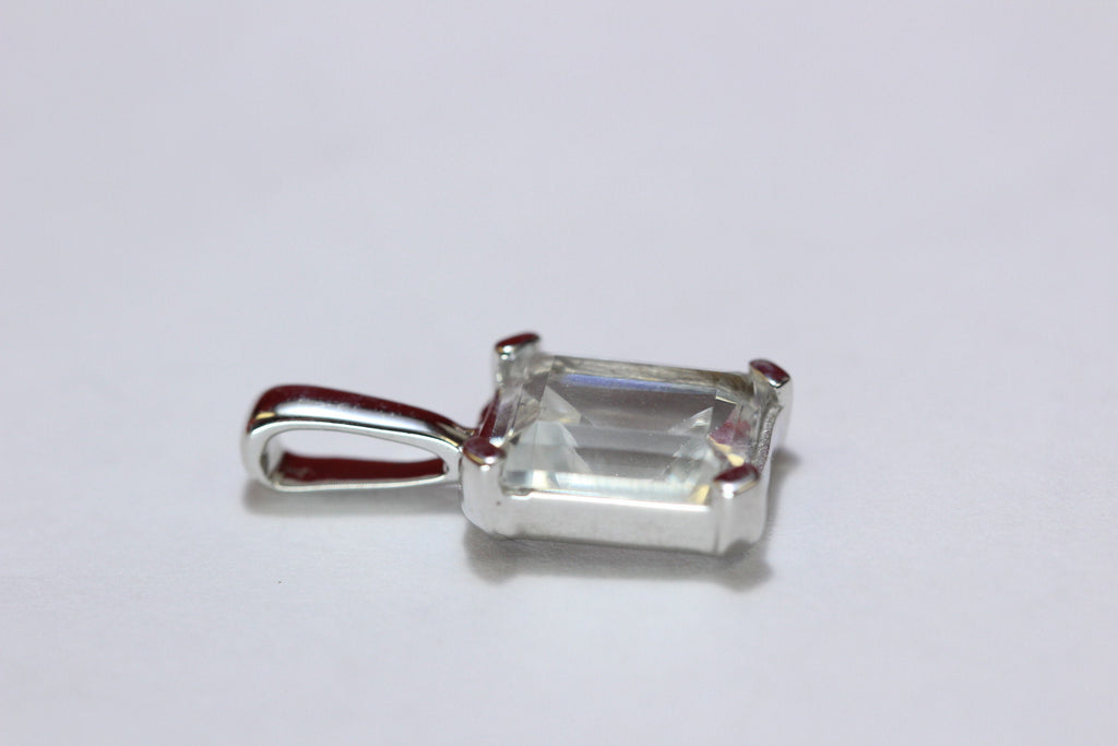 Edler 3,39 Carat weisstopas Anhanger 925 Silber Collier Kette Edelsteinanhanger