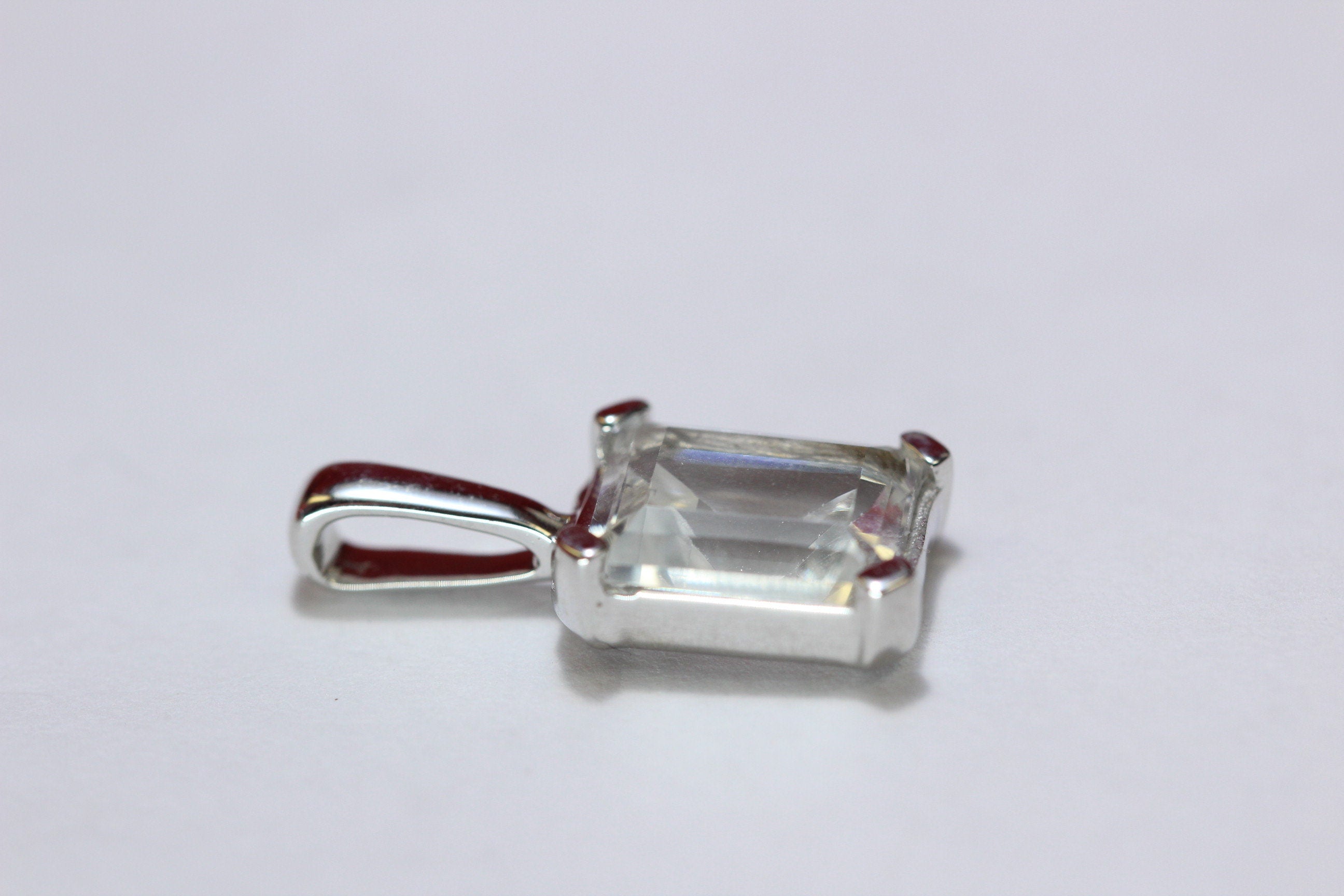 Edler 3,39 Carat weisstopas Anhanger 925 Silber Collier Kette Edelsteinanhanger