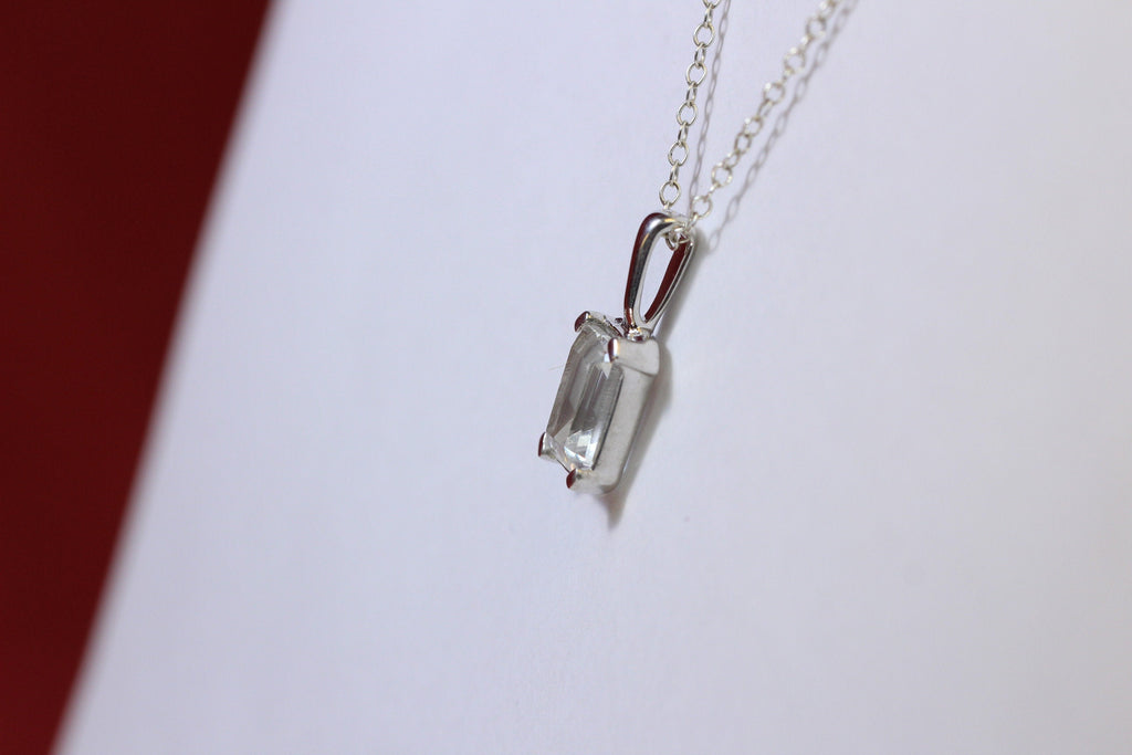 Edler 3,39 Carat weisstopas Anhanger 925 Silber Collier Kette Edelsteinanhanger