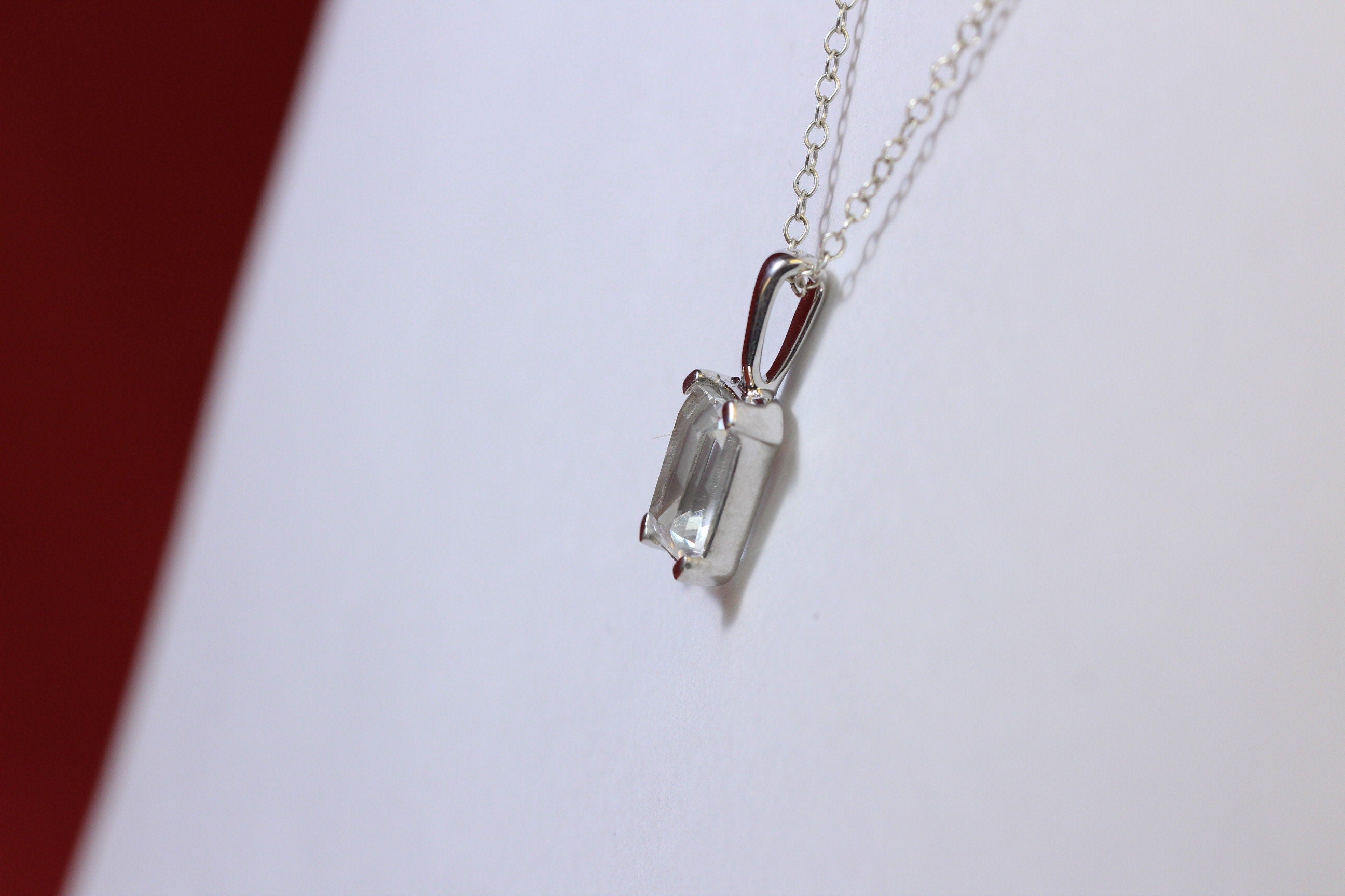 Edler 3,39 Carat weisstopas Anhanger 925 Silber Collier Kette Edelsteinanhanger