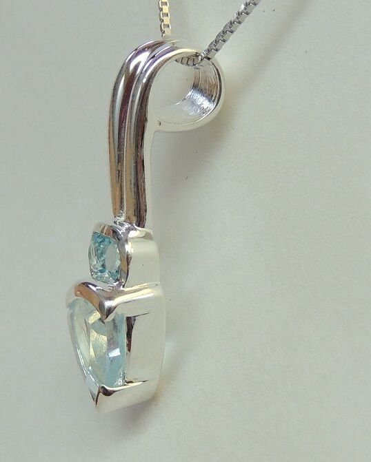 1,65 Carat Blautopas Designer Anhanger 925 Silber Collier Kette Top Design