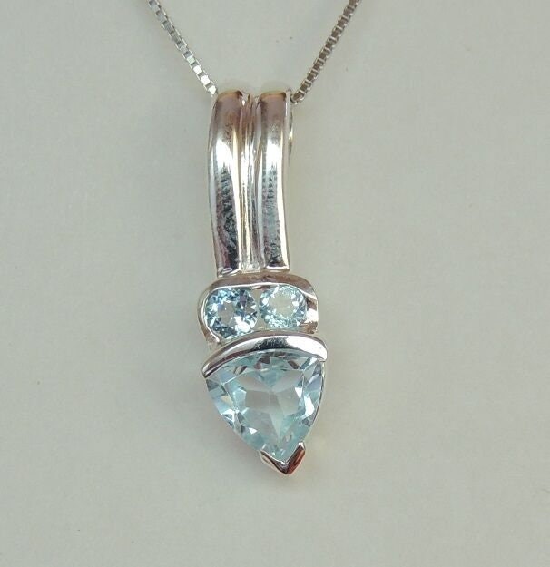 1,65 Carat Blautopas Designer Anhanger 925 Silber Collier Kette Top Design