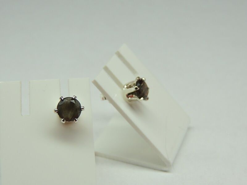 Edler 1,72 Carat schwarzer Mondstein Ohrstecker 925 Silber Ohrring aus Madagaska