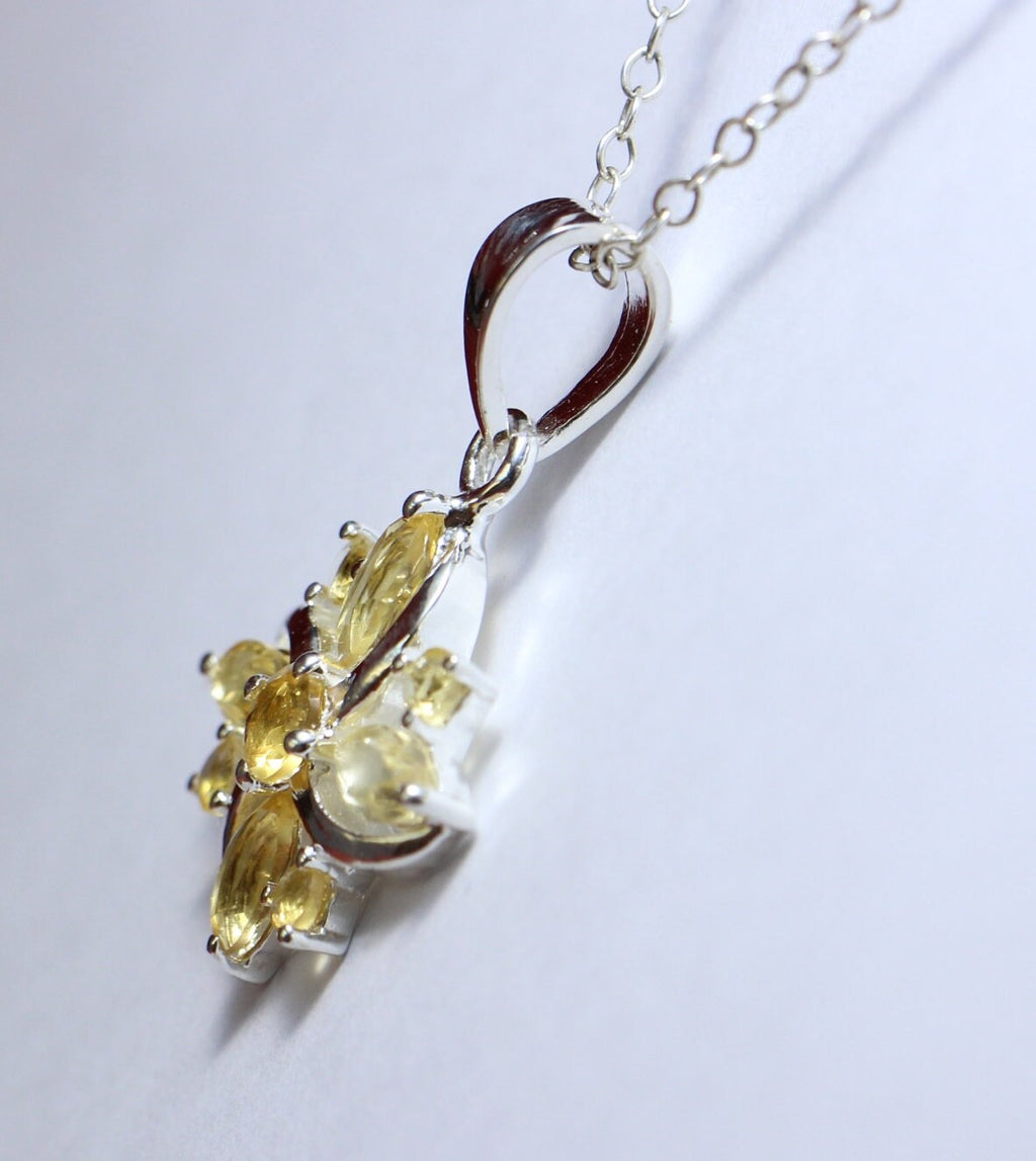 Echter Citrin Anhänger 925 Silber  0,8 Karat Gelber Edelstein Schmuck  Goldener Edelstein Anhänger Handgefertigt  Geschenk für Sie