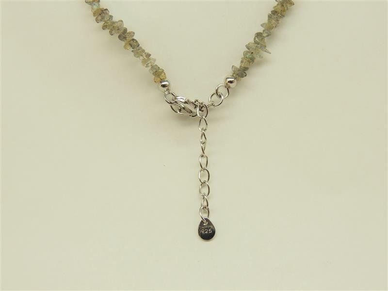 61,25 Carat funkelndes Labradorit Collier Splitterkette 925 Silber bis ca 47,5