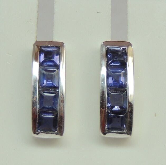 Edle 0,66 Carat Iolith Ohrstecker Wassersaphir 925 Silber Luchssaphir Ohrring