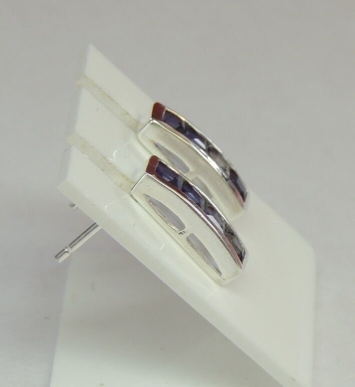 Edle 0,66 Carat Iolith Ohrstecker Wassersaphir 925 Silber Luchssaphir Ohrring